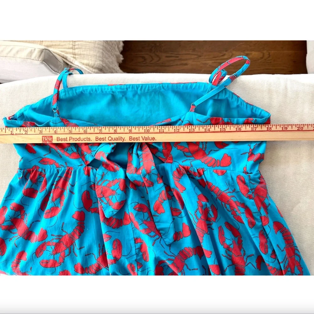 J. CREW FACTORY Strappy Tie-Back Tiered Midi Dress in Blue Lobster Print - 10 - Picture 10 of 13